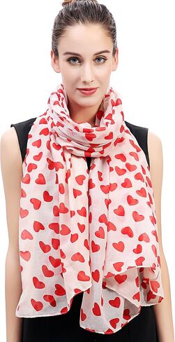 Lina & Lily Love Heart Print Women's Scarf Shawl Wrap Lightweight Valentine's Day in Saudi Arabia