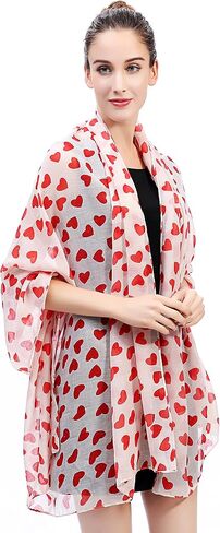 Lina & Lily Love Heart Print Women's Scarf Shawl Wrap Lightweight Valentine's Day in Saudi Arabia