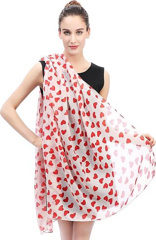 Lina & Lily Love Heart Print Women's Scarf Shawl Wrap Lightweight Valentine's Day in Saudi Arabia