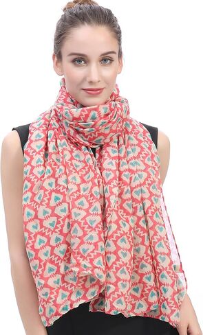 Lina & Lily Love Heart Print Women's Scarf Shawl Wrap Lightweight Valentine's Day in Saudi Arabia