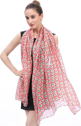 Lina & Lily Love Heart Print Women's Scarf Shawl Wrap Lightweight Valentine's Day in Saudi Arabia