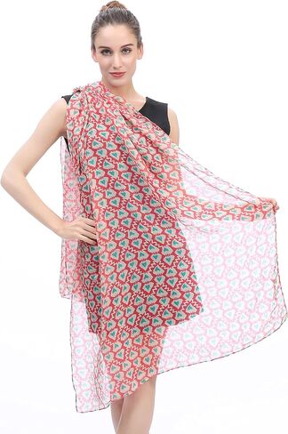 Lina & Lily Love Heart Print Women's Scarf Shawl Wrap Lightweight Valentine's Day in Saudi Arabia