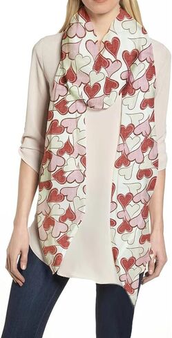Lina & Lily Love Heart Print Women's Scarf Shawl Wrap Lightweight Valentine's Day in Saudi Arabia