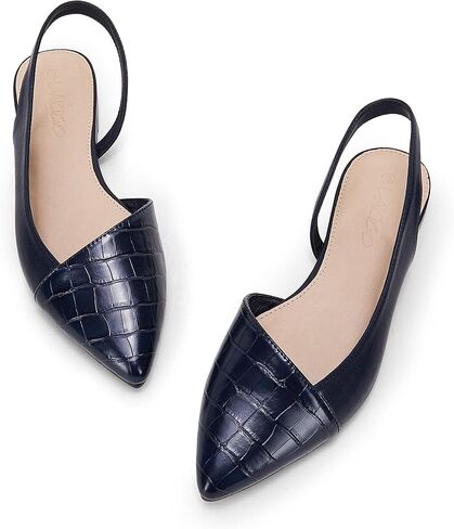 LAICIGO Women's Closed Pointed Toe Flats Slingback Low Heel Slip-on Cutout Animal Print Backless Mules Sandals in Saudi Arabia