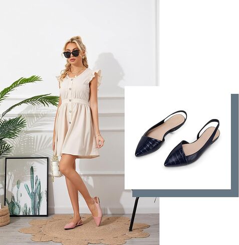 LAICIGO Women's Closed Pointed Toe Flats Slingback Low Heel Slip-on Cutout Animal Print Backless Mules Sandals in Saudi Arabia