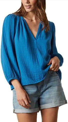 Velvet by Graham & Spencer Women's Maggie Cotton Gauze Shirt in Saudi Arabia