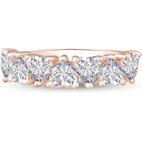 SAVEARTH DIAMONDS 3MM Heart Cut Lab Created Moissanite Diamond Seven Stone Engagement Promise Ring In 14k Gold Plated 925 Sterling Silver (Color : G-H, Clarity : VVS1, 0.70 Ct)
