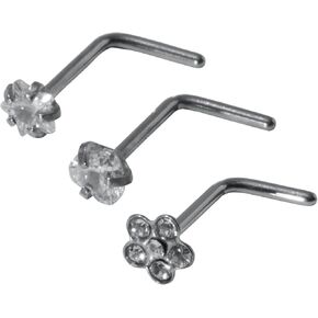 Claire's Accessories Titanium 3-Pack Flower Gemstone Nose Rings in Kuwait