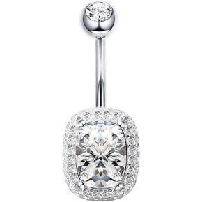 Arardo 925 Sterling Silver 14G Belly Button Rings Clear CZ Navel Rings Body Piercing Jewelry