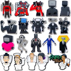 20Pcs Skibidi Toilet Shoe Charms for Croc Clogs Sandals Bracelet Wristband Slippers Water Shoes, Toilet Game Shoe Decoration Charms for Adults Men Boy Favor Gifts in Kuwait
