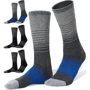 FITRELL 4 Pack Men's Merino Wool Hiking Socks, Wicking Cushioned, Warm Thermal Lightweight Boot Crew Socks, Dress Socks