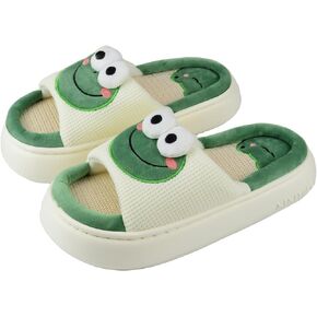 Cow Slippers,House Slippers For Women/Men Indoor,Cute Slippers Cartoon Animal Womens Mens House Shoes Cotton Linen Comfortable Bedroom Kawaii Cloud Slides