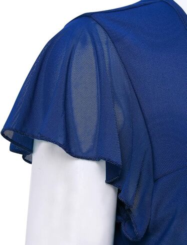 Furnex Women's Short Sleeve Tunic Shirt Pleated Mesh Blouses Summer Floral Tops in Saudi Arabia