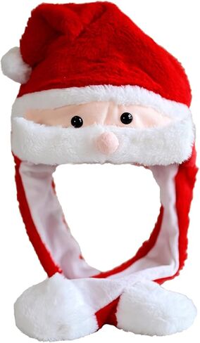 دي شي قبعة سانتا مخملية مرحة للحفلات التنكرية مع آذان قفزة متحركة، قبعة كريسماس لطيفة in Kuwait