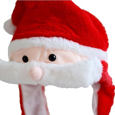دي شي قبعة سانتا مخملية مرحة للحفلات التنكرية مع آذان قفزة متحركة، قبعة كريسماس لطيفة in Kuwait