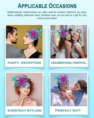 قبعة Bniksok Fascinators للنساء وعصابة رأس لحفلات الشاي على شكل زهرة in Saudi Arabia
