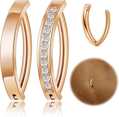REVOLIA 2Pcs 14G G23 Solid Titanium Clicker Belly Button Rings for Women Girls Hypoallergenic Cliker Belly Rings CZ Simple Reverse Navel Rings Pure Titanium for Sensitive Skin 10/12MM in Saudi Arabia