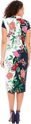 London Times Women's V-Neck Cap Sleeve Sheath Dress Guest of Desk to Dinner Easy Comfortable Garden Party in Saudi Arabia