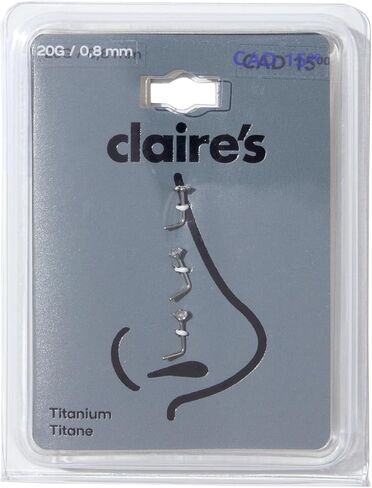 Claire's Accessories Titanium 3-Pack Flower Gemstone Nose Rings, Titanium, cubic zirconia in Kuwait