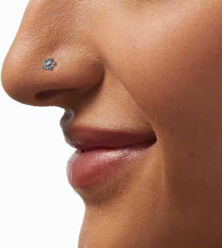 Claire's Accessories Titanium 3-Pack Flower Gemstone Nose Rings, Titanium, cubic zirconia in Kuwait