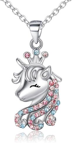 قلادة يونيكورن للفتيات، 925 الفضة الاسترليني تشيكوسلوفاكيا محظوظ يونيكورن قلادة قلادة هدايا عيد الحب هدية عيد ميلاد لابنة حفيدة in Kuwait