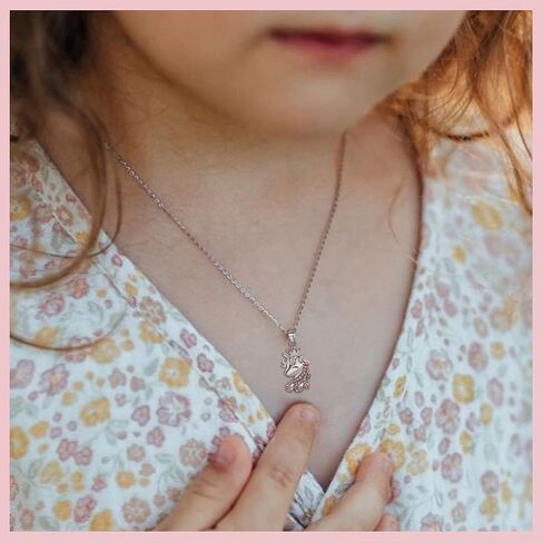 قلادة يونيكورن للفتيات، 925 الفضة الاسترليني تشيكوسلوفاكيا محظوظ يونيكورن قلادة قلادة هدايا عيد الحب هدية عيد ميلاد لابنة حفيدة in Kuwait