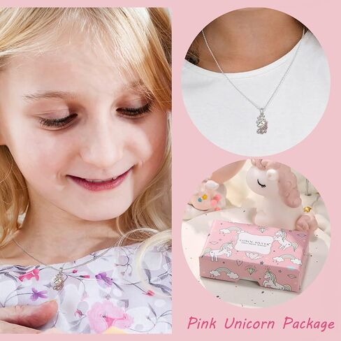 قلادة يونيكورن للفتيات، 925 الفضة الاسترليني تشيكوسلوفاكيا محظوظ يونيكورن قلادة قلادة هدايا عيد الحب هدية عيد ميلاد لابنة حفيدة in Kuwait