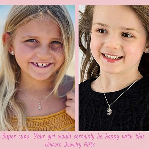 قلادة يونيكورن للفتيات، 925 الفضة الاسترليني تشيكوسلوفاكيا محظوظ يونيكورن قلادة قلادة هدايا عيد الحب هدية عيد ميلاد لابنة حفيدة in Kuwait