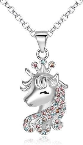 Unicorn Necklace for Girls, 925 Sterling Silver CZ Lucky Unicorn Pendant Necklace Valentines Day Gifts Birthday Gift for Daughter Granddaughter in Saudi Arabia