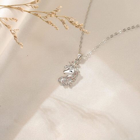 Unicorn Necklace for Girls, 925 Sterling Silver CZ Lucky Unicorn Pendant Necklace Valentines Day Gifts Birthday Gift for Daughter Granddaughter in Saudi Arabia