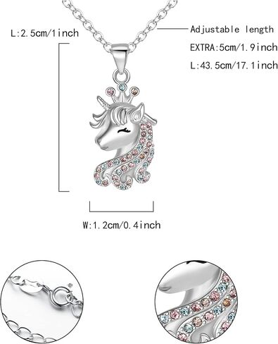 Unicorn Necklace for Girls, 925 Sterling Silver CZ Lucky Unicorn Pendant Necklace Valentines Day Gifts Birthday Gift for Daughter Granddaughter in Saudi Arabia