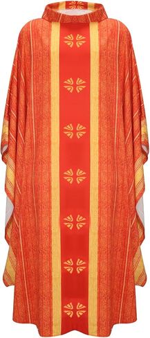 Men's Church Pastor Celebrant Chasuble Priest Vintage Robe Gown Cape Cassock Vestment White Red Green Purple in Saudi Arabia