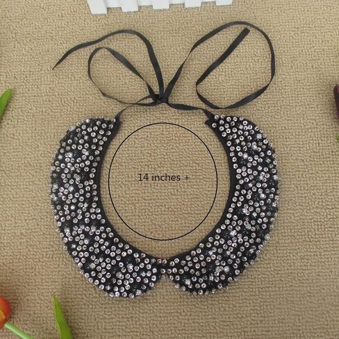 Trimscraft Collar Necklace Simulated Pearls Sequins Rhinestone Crystal Embroidery Women Clothing Costumes Bridal Webbing Dress Accessories, Rhinestone, Rhinestone in Kuwait