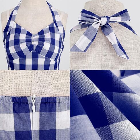 IBAKOM 50s Vintage Dress for Women Pink Gingham Dresses A-Line Retro Rockabilly Pin Up Costume 1940s Hepburn Swing Dress in Saudi Arabia
