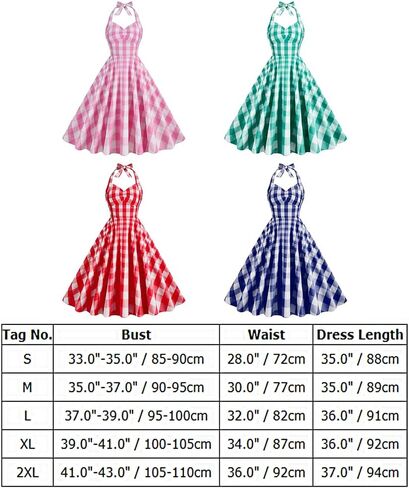 IBAKOM 50s Vintage Dress for Women Pink Gingham Dresses A-Line Retro Rockabilly Pin Up Costume 1940s Hepburn Swing Dress in Saudi Arabia