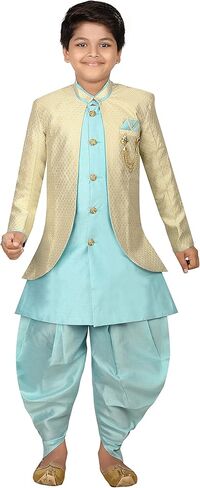 مجموعة AHHAAAAA Kids العرقية الهندية الغربية شيرواني كورتا ودوتي بانت للأولاد 474 in Kuwait