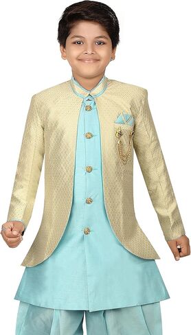 مجموعة AHHAAAAA Kids العرقية الهندية الغربية شيرواني كورتا ودوتي بانت للأولاد 474 in Kuwait