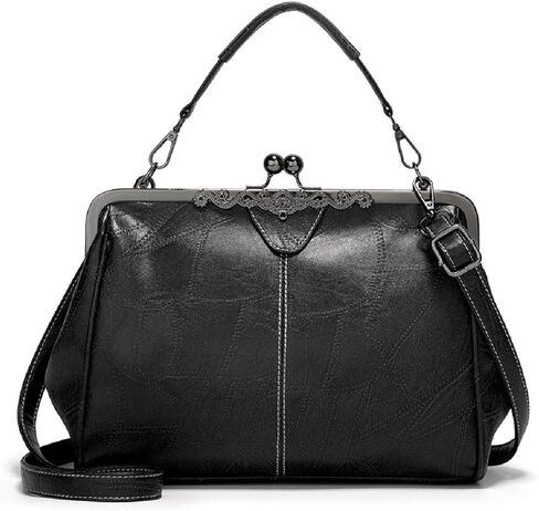 YOUNXSL Women Retro Hollow Oil Wax PU Leather Handbag Multiple Collocations Handbags Kiss Lock Messenger Bag in Saudi Arabia