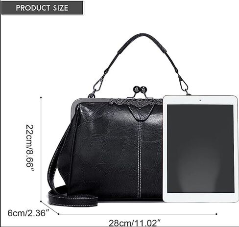YOUNXSL Women Retro Hollow Oil Wax PU Leather Handbag Multiple Collocations Handbags Kiss Lock Messenger Bag in Saudi Arabia
