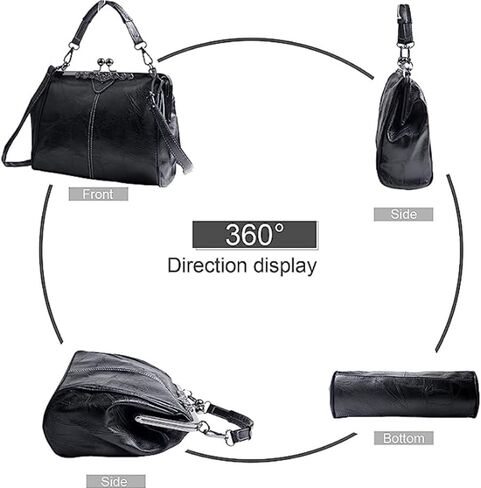YOUNXSL Women Retro Hollow Oil Wax PU Leather Handbag Multiple Collocations Handbags Kiss Lock Messenger Bag in Saudi Arabia