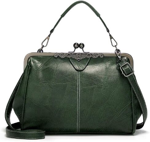 YOUNXSL Women Retro Hollow Oil Wax PU Leather Handbag Multiple Collocations Handbags Kiss Lock Messenger Bag in Saudi Arabia