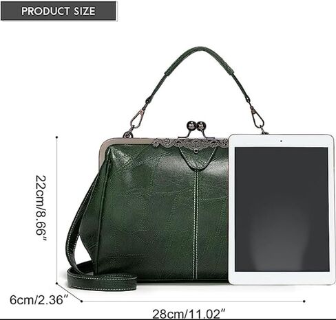 YOUNXSL Women Retro Hollow Oil Wax PU Leather Handbag Multiple Collocations Handbags Kiss Lock Messenger Bag in Saudi Arabia