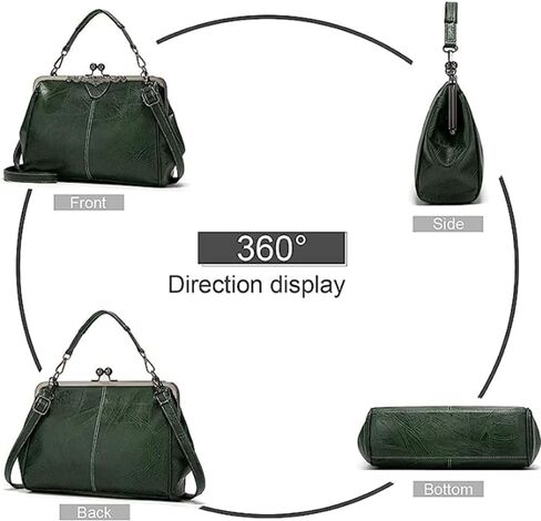 YOUNXSL Women Retro Hollow Oil Wax PU Leather Handbag Multiple Collocations Handbags Kiss Lock Messenger Bag in Saudi Arabia