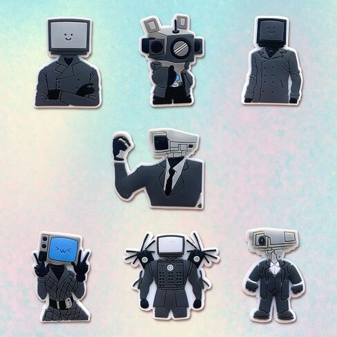 20Pcs Skibidi Toilet Shoe Charms for Croc Clogs Sandals Bracelet Wristband Slippers Water Shoes, Toilet Game Shoe Decoration Charms for Adults Men Boy Favor Gifts in Kuwait