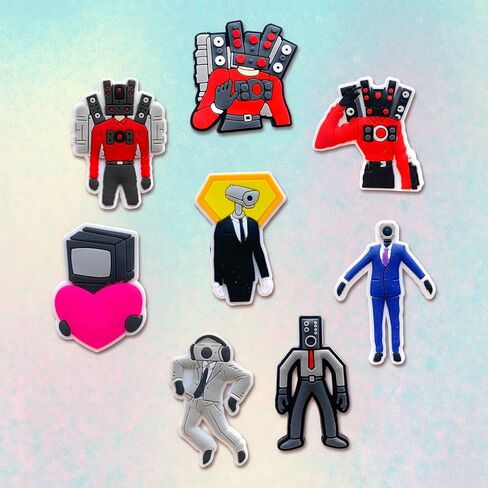 20Pcs Skibidi Toilet Shoe Charms for Croc Clogs Sandals Bracelet Wristband Slippers Water Shoes, Toilet Game Shoe Decoration Charms for Adults Men Boy Favor Gifts in Kuwait