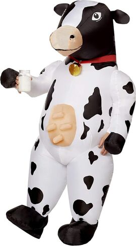 زي بقرة قابل للنفخ للهالوين للبالغين | زي الهالوين المضحك | زي سهل | زي يعمل بالمروحة | كوسبلاي البقرة in Kuwait