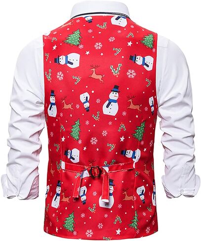 GRAJTCIN Men's Mardi Gras Vest - Festive Adult Costume 3D-Print Christmas Vest Christmas Holiday Season Party Waistcoats in Saudi Arabia