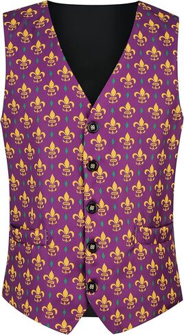 GRAJTCIN Men's Mardi Gras Vest - Festive Adult Costume 3D-Print Christmas Vest Christmas Holiday Season Party Waistcoats in Saudi Arabia