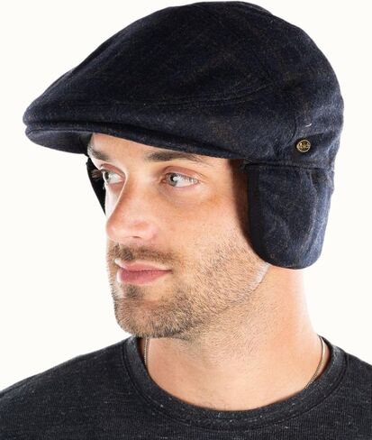 Funky Junque Newsboy Hats for Men Wool Ivy Flat Cap with Ear Flaps Fitted Winter Scally Gatsby Earflaps Driver Beret in Saudi Arabia