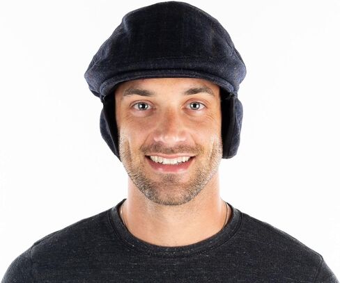Funky Junque Newsboy Hats for Men Wool Ivy Flat Cap with Ear Flaps Fitted Winter Scally Gatsby Earflaps Driver Beret in Saudi Arabia